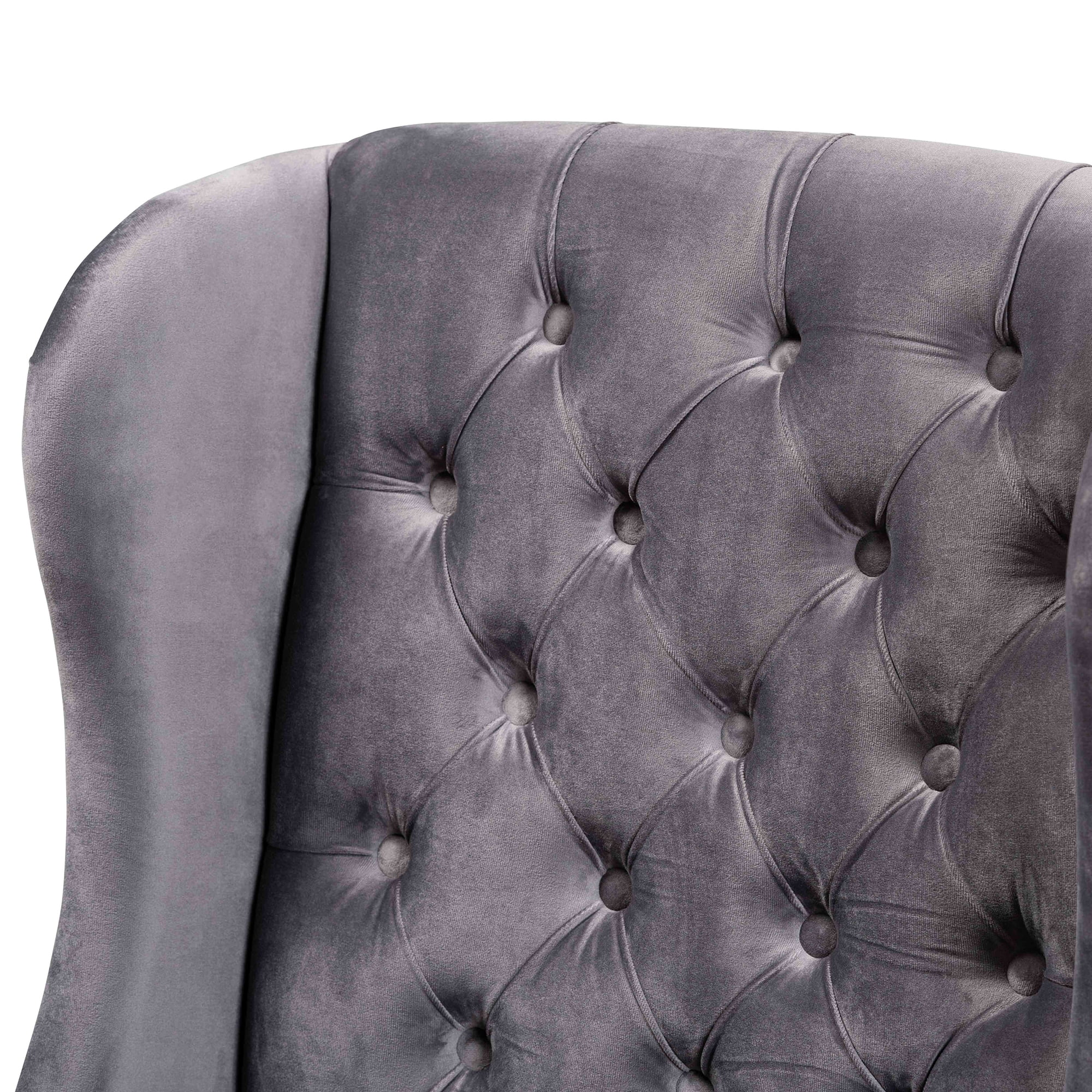 Baxton Studio Lamont Modern Contemporary Transitional Grey Velvet Fabric Upholstered and Dark Brown Finished Wood Wingback Dining Chair