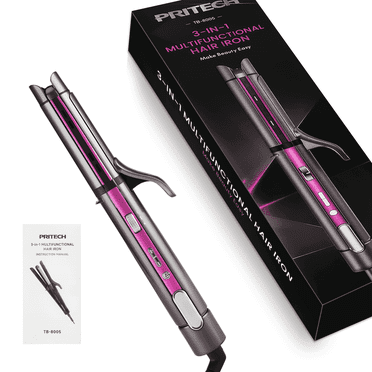 3-in-1 Tourmaline Ceramic Curling Iron - 450°F Fast Heating Straightener/Wand, LED Temp Control & Ionic Conditioning for All Hair Types