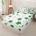 thumbnail image 2 of Manfei Lovely Stars Zipper Full Size Comforter Sets with Fitted Sheet and 2 Pillowcases,Cute Cartoon Theme Zipper Bedding Set,White Green,Colorful Stars Reversible,4pcs, 2 of 8
