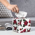 thumbnail image 5 of Uemuo Rose Flowers Tissue Box Cover Holder, Square with Bottom Belt - PVC Leather Decorative Organizer for Tabletop, Bathroom, Car, Office, 5 of 8