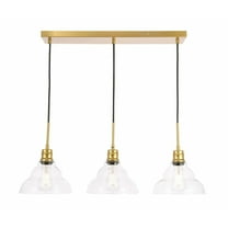 3-Light Pendant Light - Brass & Clear Glass Hanging Fixture - Modern Ceiling Light for Kitchen Dining Room