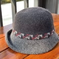 thumbnail image 6 of CoCopeaunts Roll-up Brim Bucket Hat Women Vacation Travel Camping Warm Wool Church Bowler Hats Girl Party Costume Accessory, 6 of 8