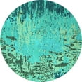 thumbnail image 1 of Ahgly Company Indoor Round Abstract Turquoise Blue Modern Area Rugs, 3' Round, 1 of 4