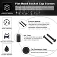 thumbnail image 3 of Uxcell #6-32 x 1 Inch Flat Countersunk Head Socket Cap Bolts Machine Screws Full Thread UNC Black Oxide, 10 Pcs, 3 of 7