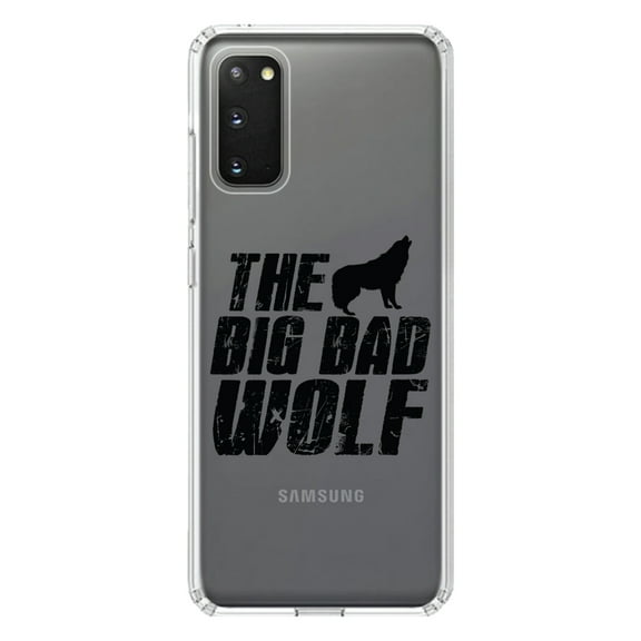 DistinctInk Clear Shockproof Hybrid Case for Galaxy S20 ULTRA / 5G (6.9" Screen) - TPU Bumper Acrylic Back Tempered Glass Screen Protector - The Big Bad Wolf