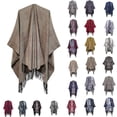 thumbnail image 4 of jsaierl Oversized Cardigans for Women Bat Sleeve Irregular Shawl Sweater Loose Open Front Lightweight Plaid Fall Sweaters for Women 2024 Jacket Plaid Sweater Cardigan Top Coat for Women, 4 of 4