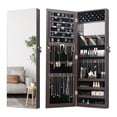 thumbnail image 6 of Full Length Mirror Jewelry Armoire Cabinet Organizer for Makeup over The Door Mirror with Jewelry Box Lockable Storage Brown, 6 of 7