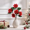 thumbnail image 4 of JeashCHAT Artificial Poinsettia Flowers Christmas Flowers 17.7 inch Faux Red Poinsettia Floral Bouquet for Home Office Vase Decor, Winter Holiday Christmas Decorations, 4 of 8