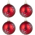 thumbnail image 2 of Set of 4 Matte Red Glass Ball Christmas Ornaments 3.25-Inch (80mm), 2 of 9