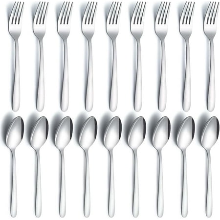 

24 Piece Spoons and Forks Set Food Grade Stainless Steel Flatware Cutlery Set Silverware Forks and Tablespoon for Home Kitchen and Restaurant Mirror Polished Dishwasher Safe
