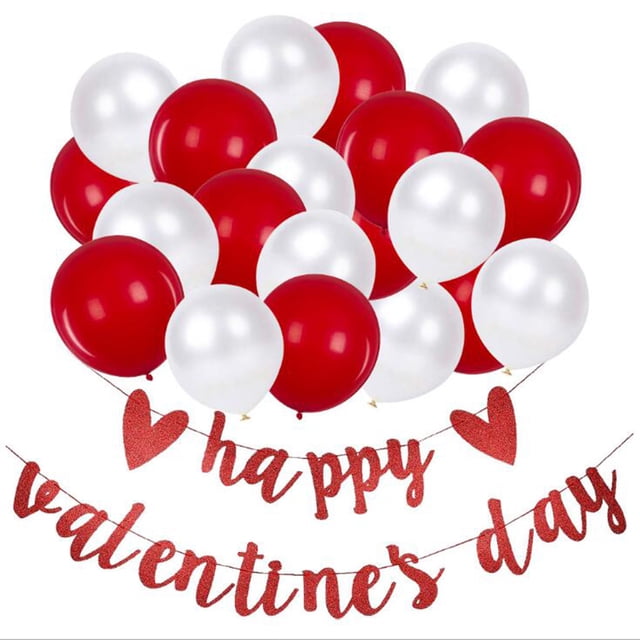 TIMIFIS Valentines Day Balloons Valentine's Day Decoration Flag Flash Flower Decoration Party —Spring
