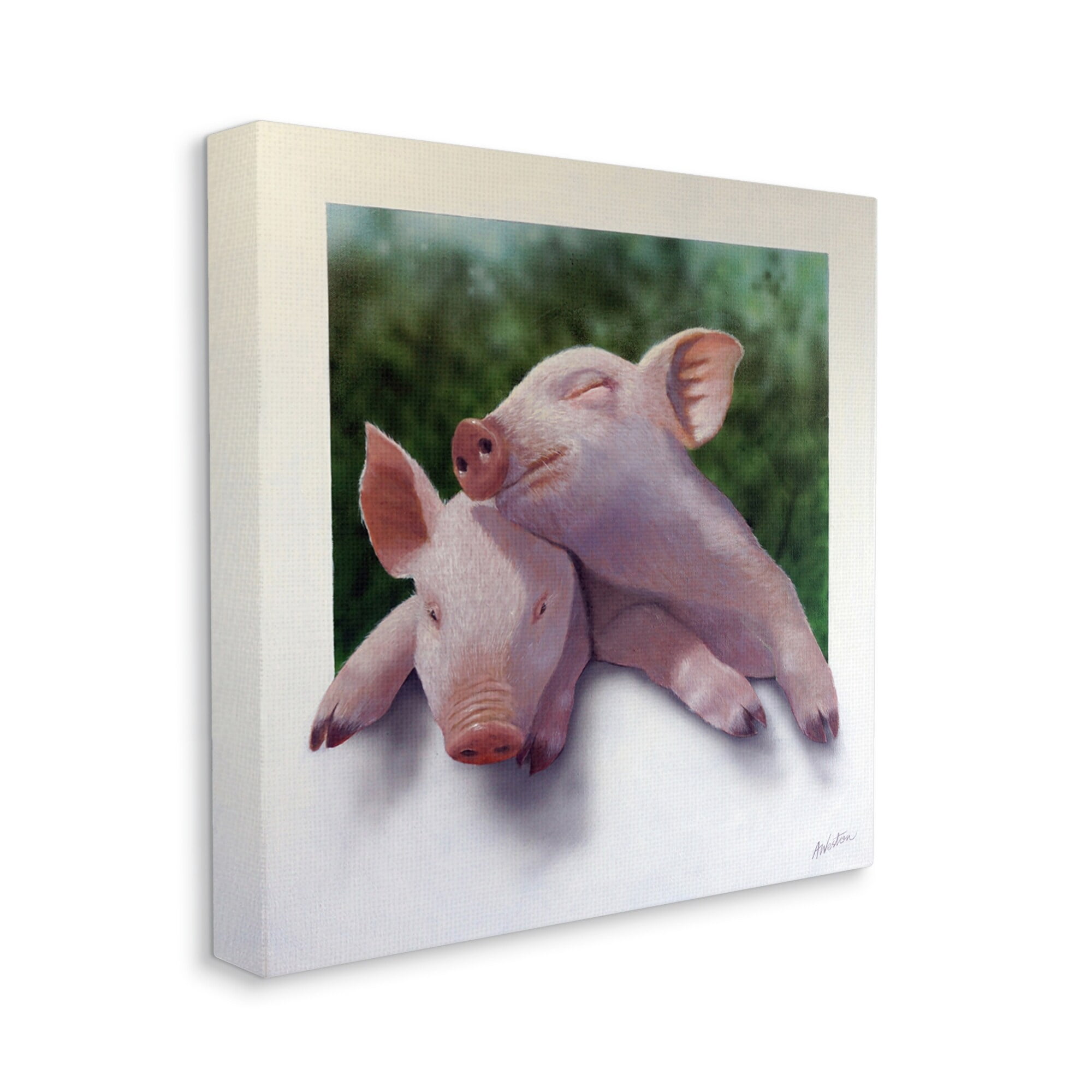 Stupell Industries Sweet Cuddling Pigs Sentimental Farm Animal Portrait Painting Gallery Wrapped Canvas Print Wall Art, Design by Alan Weston