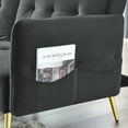 thumbnail image 6 of Convertible Sofa Bed,Velvet Reversible Loveseat with Removable Armrests and Metal Legs,Futon Sofa Bed with Storage Bags for Living Room and Bedroom,Black, 6 of 7