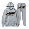 thumbnail image 1 of Womens Plush Long Sleeved Pants Loose Fitting Pullover With Letter Print And Rope Hoodie Two-piece, 1 of 2