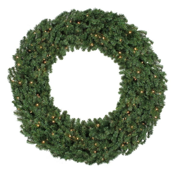 Lighted Commercial Size Canadian Pine Christmas Wreath - 10ft, Clear Lights