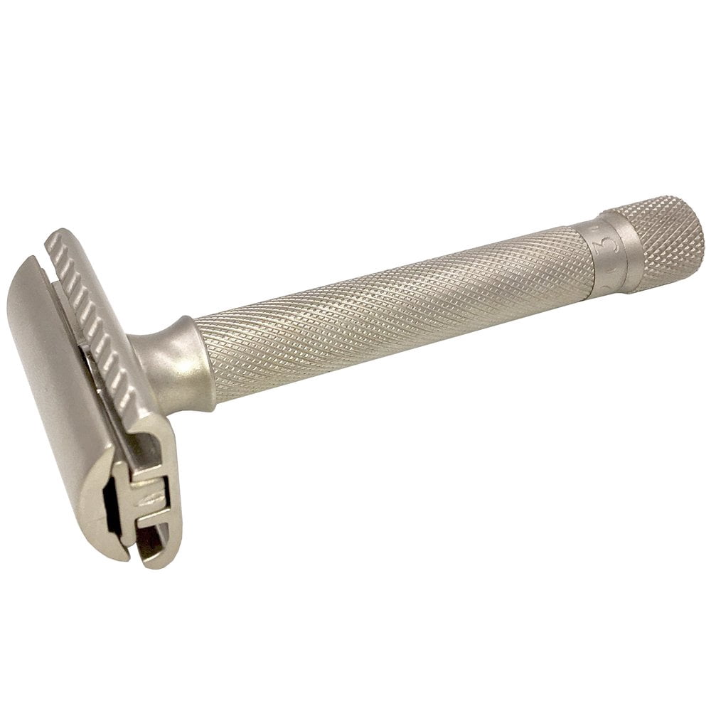 Parker Variant Adjustable Double Edge Safety Razor and 5 Parker Premium Blades - Adjust The Blade Exposure with A Turn of Dial for Milder or More Aggressive Shaves (Satin Chrome)