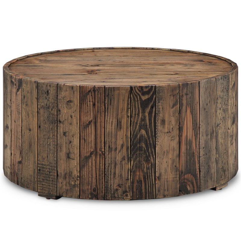 Magnussen Dakota Round Coffee Table, Chunky Round Wood Coffee Table