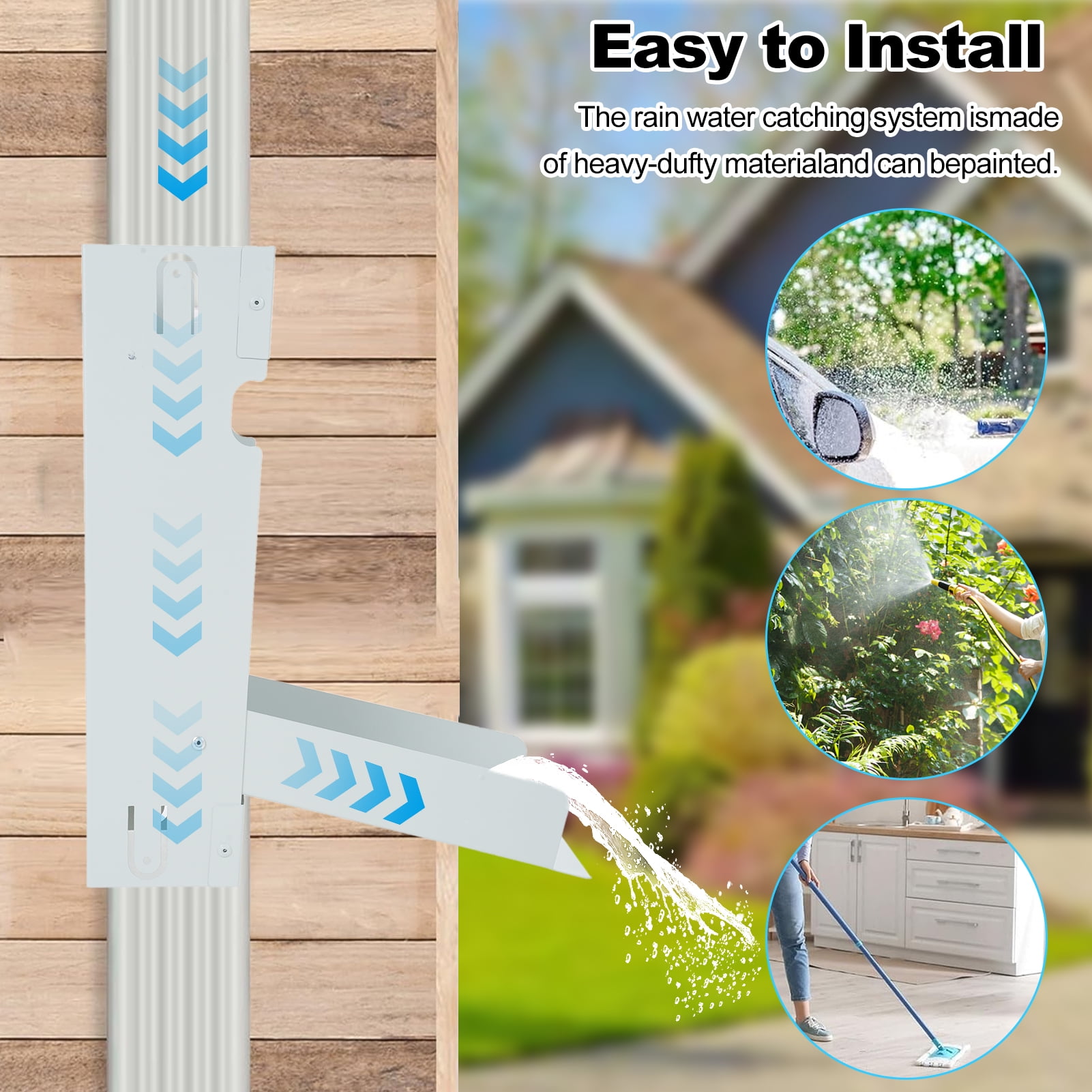 BIMZUC Rainwater Collection System Stainless Steel Downspout Diverter Kit Fits 3x4 Inch Standard Downspouts Eco-Friendly Rain Water Catching Colander System For Garden Barrels