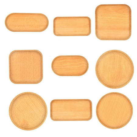 

Juliy Storage Tray Multipurpose 4 Shapes Solid Wood Square Rectangle Round Ellipse Dinner Breads Plate Home Supplies