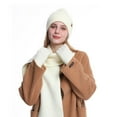 thumbnail image 2 of qolati Women Winter Hat Scarf Gloves 3 in 1 Set Warm Knit Beanie Hat Touchscreen Gloves Set Winter Long Scarf Fleece Lined Skull Caps for Women, 2 of 6
