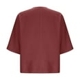 thumbnail image 4 of Ecqkame Womens 3/4 Length Sleeve Summer Tops Trendy Business Dressy Casual Blouses Solid Color V Neck Button Down Shirts Wine XXXXL, 4 of 8