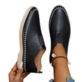 thumbnail image 4 of Avrnliq Womens Black Perforated Slip-On Loafers, Comfortable Cushioned PU Faux Leather Casual Shoes US 6-12,Size 38, 4 of 9