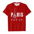 thumbnail image 1 of LUOGENLI T-Shirt pour Filles Enfants 2025 Thème France Mode Imprimé Manches Courtes Col Rond T-Shirt Hauts Chemises pour Filles Denim Grande Taille Rouge 4-5 Ans, 1 of 4