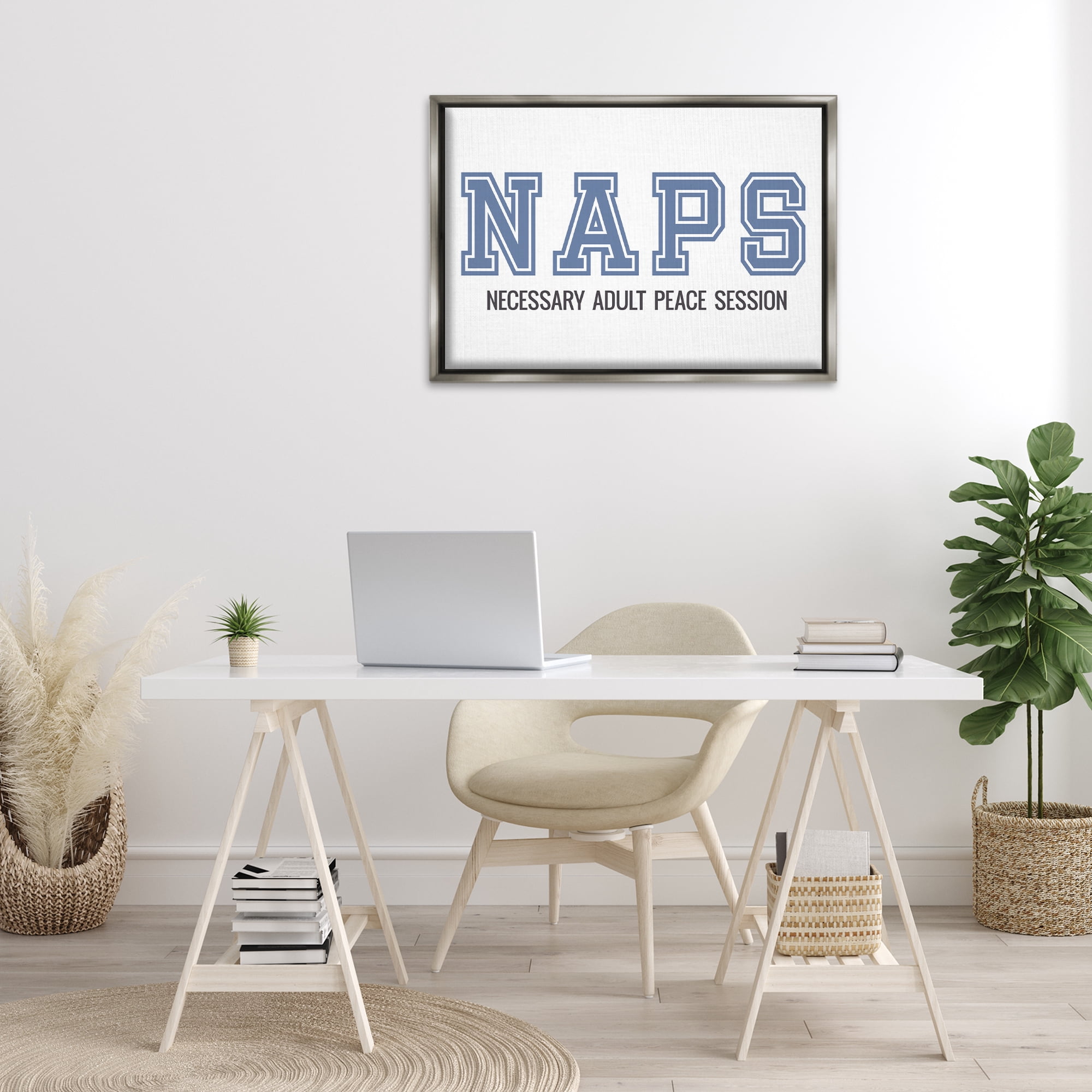 Stupell Industries Funny Naps Phrase Typography Painting Gray Floater Framed Art Print Wall Art, 31 x 21