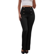 Sexy Dance Womens Stretchy Dresses Pants Casual Work Slacks Business Button Front Workwear Straight Leg Bootcut Yoga Trousers