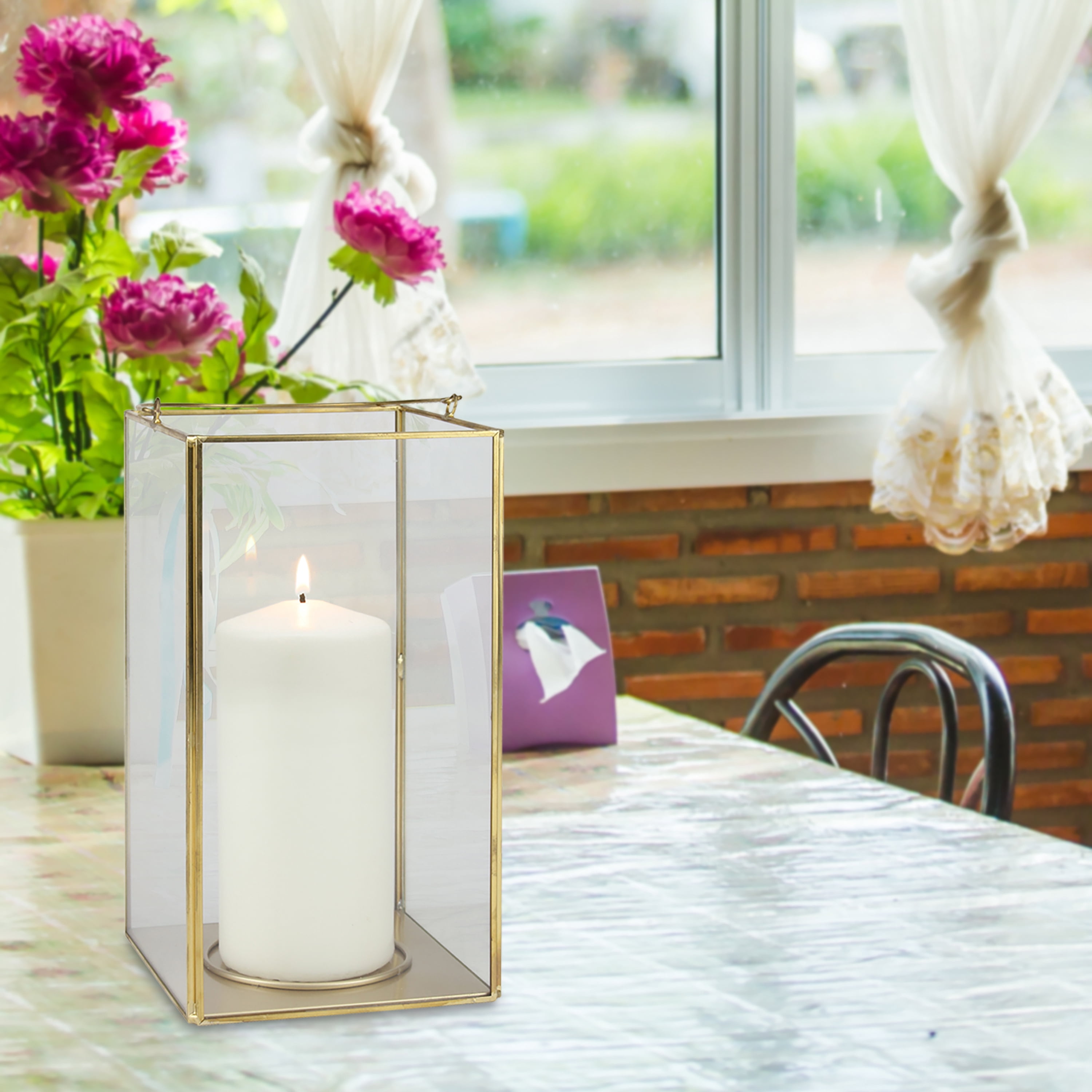 Better Homes & Gardens Gold Metal and Glass Candle Lantern, Large