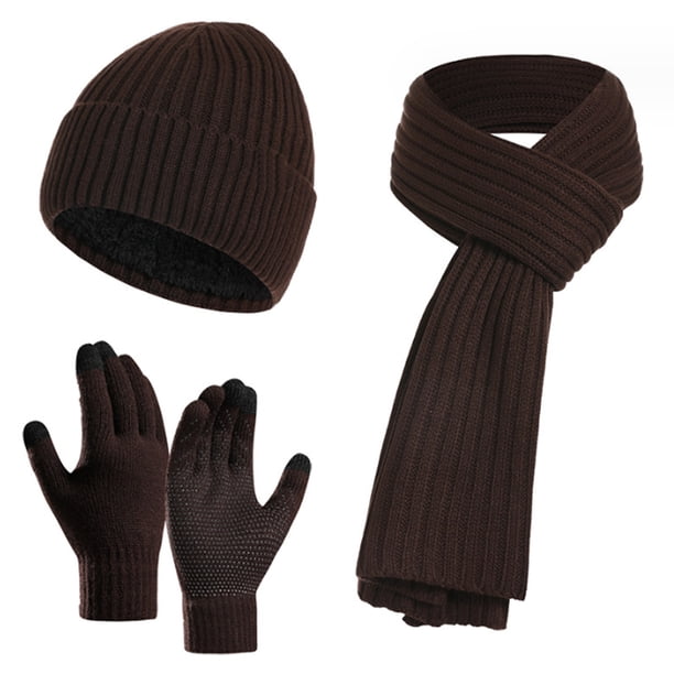Gorros de invierno, bufandas para hombre con guantes para pantalla táctil, conjunto de gorros y guantes térmicos cálidos para hombre