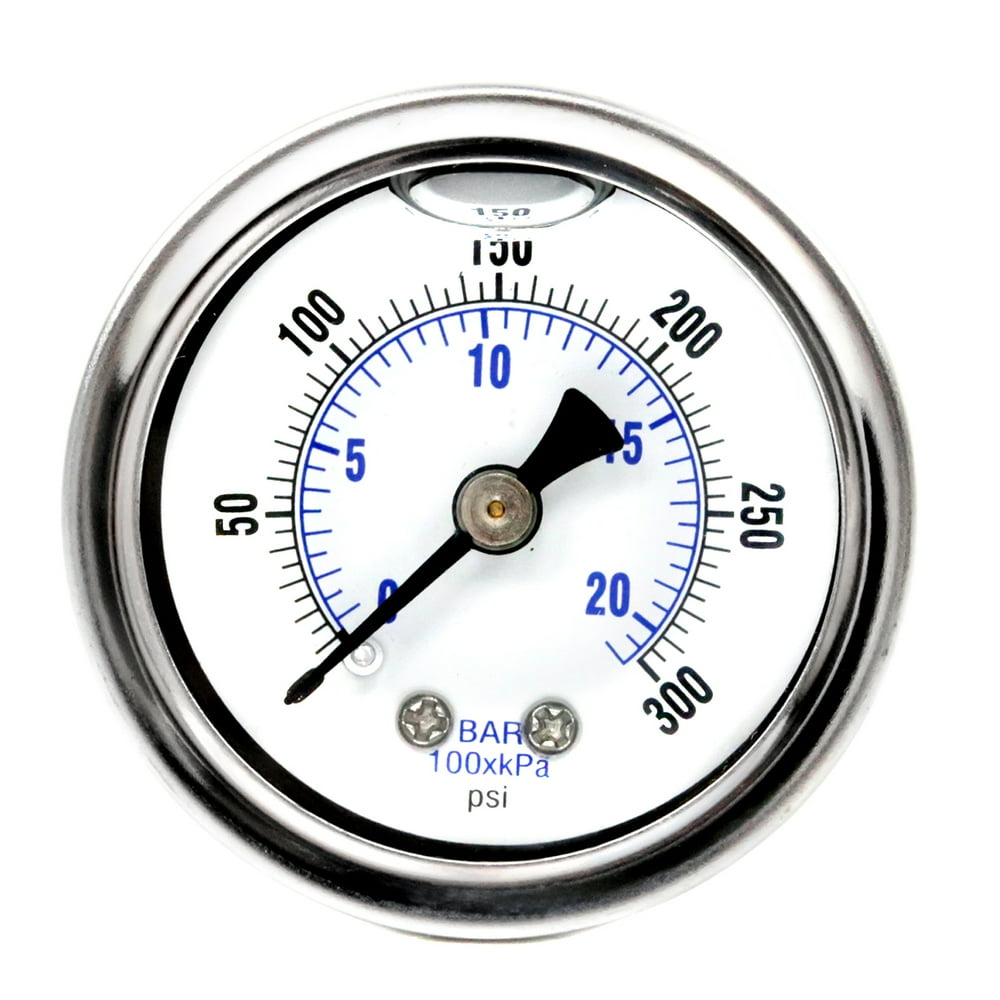 1.5" Liquid Filled Pressure Gauge 300 PSI Air Compressor Center Back Mount 1/8