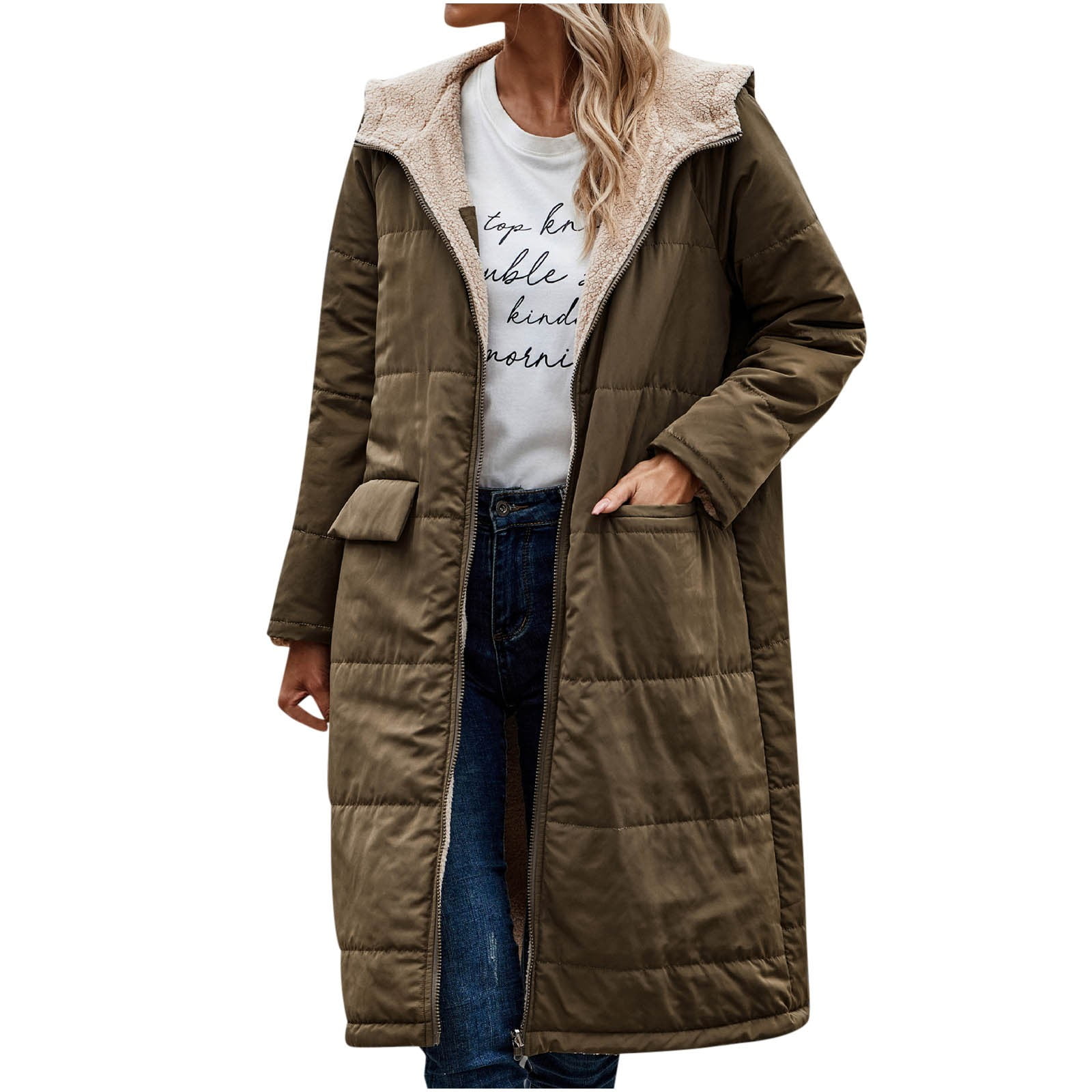 Aboser Warm Parka Jackets for Women 2024 Reversible Sherpa Lined