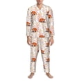 thumbnail image 3 of Naloa Cute Sleepy Fox Men’s Pajamas Set - Long Sleeve Button Down Sleep Shirt and Pajama Bottoms Sleepwear Set-Medium, 3 of 7