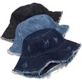 thumbnail image 5 of CoCopeaunts Denim Bucket Hat Retro Ripped Frayed Brim Basin Hat Fashion Street Comfort Fisherman Hat Spring Summer UV Protection, 5 of 8
