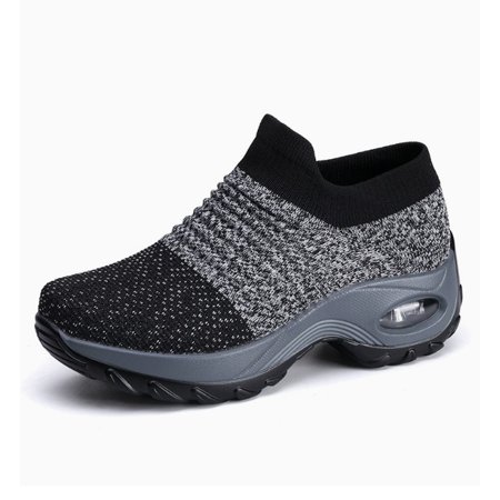 Women's Walking Shoes Sock Sneakers - Mesh Slip On Air Cushion Lady Girls Modern Jazz Dance Easy Shoes Platform Loafers