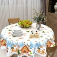 thumbnail image 2 of Blue Christmas Tablecloth Round 60 Inch Winter Snowflake Tablecloths Farmhouse Snowman Christmas Trees Decoration Outdoor Table Cloth for Dining Kitchen Holiday Party Picnic Home Decor, 2 of 6