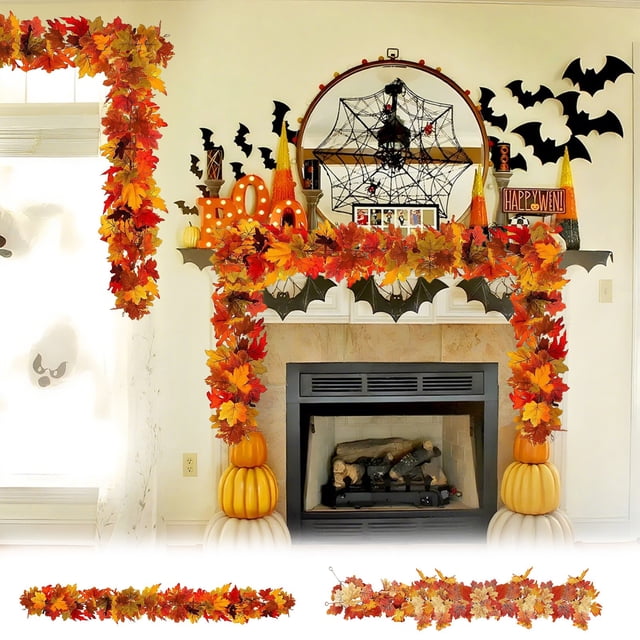 Faux Maple Leaf Vines - Fall Decor for Halloween, Thanksgiving, and Autumn Home Decoration