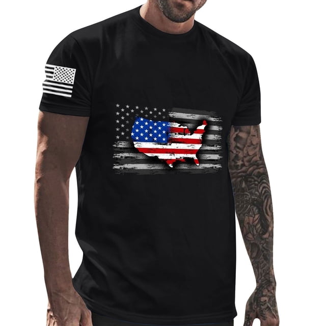 Mens Casual Pantalones Cortos Cuello Redondo Gradación Impresión Suéter Camiseta, Blusa Deportiva de Fitness para Hombres