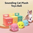 thumbnail image 2 of Plush Cat Toy Set Of 3 - Interactive Sound Balls With Frog, Bird, Cricket, 2 of 5