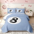 thumbnail image 2 of meiyoeat Simple 8 Ball Quilt Full for Girls, Blue Cartoon Billiards Full Bedspread Sets, 3 Pieces, 1 Comforter and 2 Pillowcases, 2 of 7