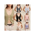 thumbnail image 3 of Yunliwuli Women Knit Tank Top, Sleeveless V Neck Solid Slim Fit Summer Vest Clubwear for Party, 3 of 9