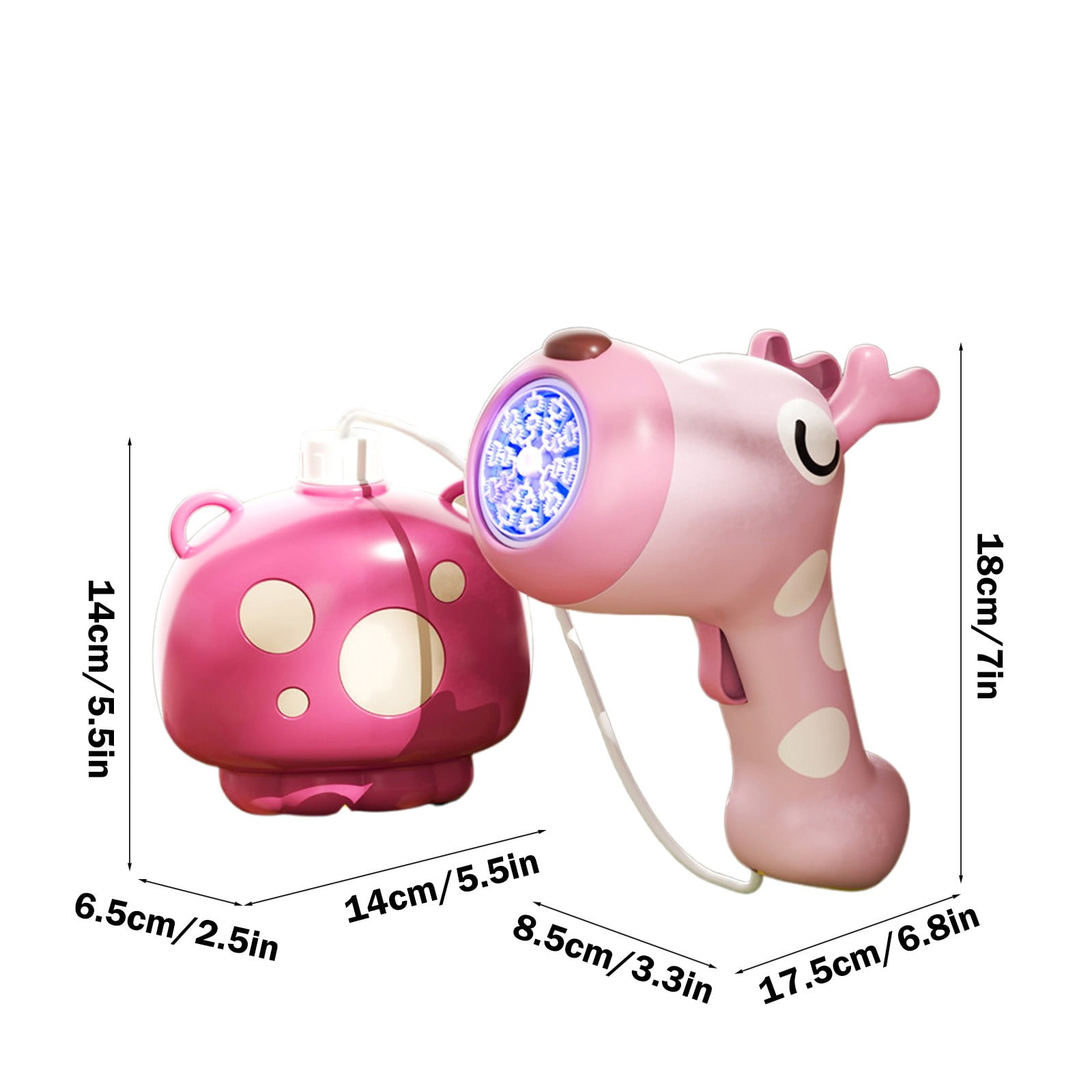 Deer and Puppy Design 20 Hole Backpack Bubble Blower with Colorful LED Lights for Outdoor Fun Activities, Summer Parties and Backyard Entertainment Featuring Automatic Bubble Generation