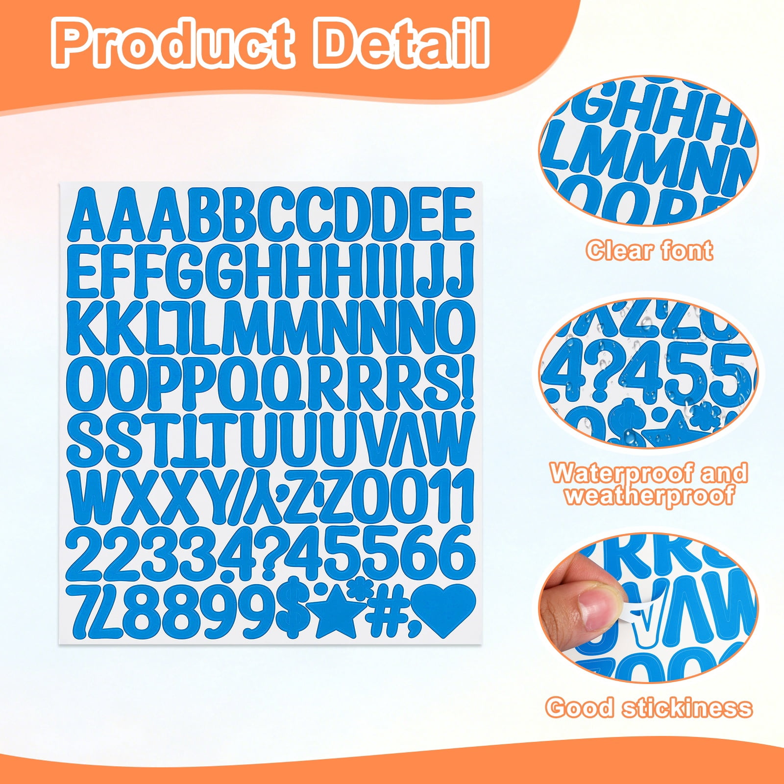 Uxcell 1 Inch Letter Stickers, 30 sheet Alphabet Number Stickers Self Adhesive Handwriting Vinyl Stick on Letters for Mailbox Number Scrapbooking Sign Bottles Craft, Light Blue