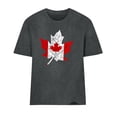 thumbnail image 5 of HOMBOM Tops for Women Summer Short Sleeve T-Shirts Basic Dark Gray Crew Neck Maple Leaf Print Ladies Graphic Tees, 5 of 5