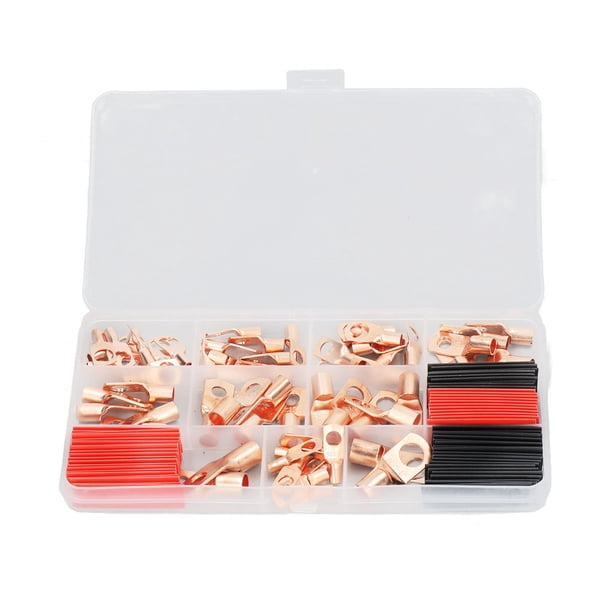 Terminales De Alambre De Cobre, Terminal De Puerto Acampanado Cerrado Terminales Tubo Termorretráctil Cobre Rojo ABS Firm 120 Piezas Para Automóviles Para Electrodomésticos ANGGREK Terminal Lugs Heat Shrink Tubing