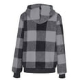 thumbnail image 5 of Kilaqueen Women Plaid Hooded Jackets Drawstring Fall Sherpa Shackets Long Sleeve Zip Up Fuzzy Fleece Shirts Winter Coats with Pockets, 5 of 5