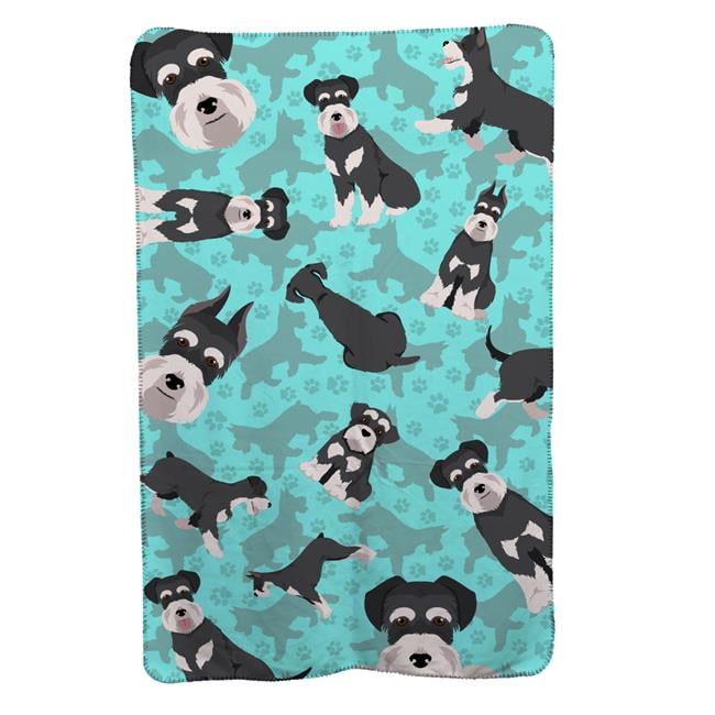 Black and Silver Schnauzer Soft Travel Blanket with Bag 36 in x 58 in