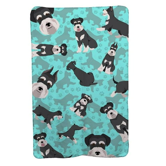 Carolines Treasures MLM1059TBLT 58 x 36 in. Blue, Black & Silver Schnauzer Soft Travel Blanket with Bag