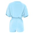 thumbnail image 4 of AYA Ensemble Décontracté pour Femmes d'Été Uni à Col Rond, Chandail à Manches Mi-Longues et Shorts, 4 of 4